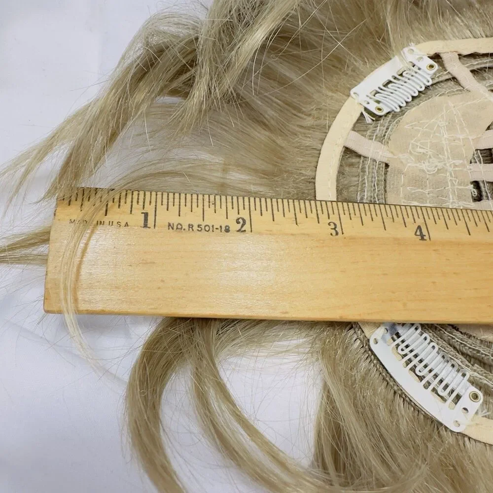 Synthetic Hair Piece Clip On Blonde Topper Hairpiece Netting Covers Hair Loss